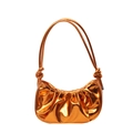 Metallic orangefarbene Hobo-Tasche mit Faltenstruktur und geknotetem Schulterriemen - Orange