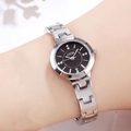 Montre bracelet élégante en alliage argenté pour femme avec cadran noir et diamants - Boîtier Argenté Cadran Noir
