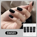 Adesivi per unghie gel nero lucido a tinta unita con elegante effetto specchio - SW601 / Nero