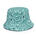 Double-sided sun protection bucket hat with green tie-dye marble pattern for women - Style 3 (Green White Marble)