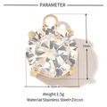 Technical drawing showing 10mm gold round zircon pendant with stainless steel specs - Gold Round (VG087)