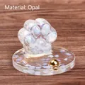 Opal cat paw figurine with resin base and white crystal chips home decor ornament - Opal