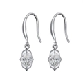 925 sterling silver drop earrings with marquise-cut white gemstone in geometric frames - Silver Marquise Stone Hook Style (SE355-P)