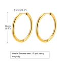 30mm golden stainless steel hoop earrings with 2.5mm thickness and IP gold plating finish - 2.5*30mm / Gold