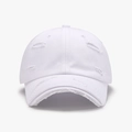 Cappello da baseball in cotone lavato bianco con strappi vintage e visiera curva - Bianco (24A187)