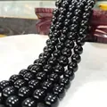 Polished black gemstone round beads for custom bracelet making and DIY jewelry - Obsidian 18 / 6mm / Approx 63pcs