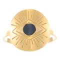 Adjustable gold titanium steel ring with an all-seeing eye design in bohemian style - All-Seeing Eye Style (Z-074)
