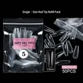 Διαφανή PMMA soft gel tips νυχιών νούμερο 5 ballet μήκος 28,36mm x 9,96mm 50τμχ - OMC03-Μέγεθος 05 (50 Τεμάχια Ανταλλακτικό Μονό Μέγεθος)