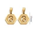 Golden 18K stainless steel hexagonal pendant with glitter finish and letter G cutout - Letter G - Gold