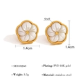 Boucles d'oreilles fleur en acier doré 18K avec nacre blanche, dimension 1.4 cm - Boucles d'Oreilles Clous Fleur (SE010260) / Or