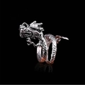 Vintage silver dragon ring for men and women featuring detailed scales and open band - Antique Silver