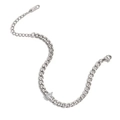 Silver stainless steel chain bracelet featuring a pear-cut zircon and K18D tag charm - Water Drop Zirconia 4.5mm NK Chain / Steel
