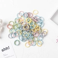 Colorful twisted hair ties for girls in yellow, pink and green on a white background - 2cm Ribbed Macaron Colors
