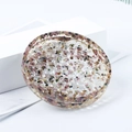 Round resin storage tray with colorful natural crushed stones and golden flakes - Tourmaline