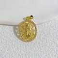 Pendente ovale della Vergine Maria placcato oro 18K con pietre di zircone trasparente - Stile C-Vergine Maria Traforata