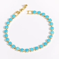 Detail of 18k gold plated square zircon spacer bead with sky blue gemstone inlay - 4mm Blue Turquoise Gold