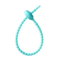 Brida de silicona flexible azul cielo con cierre ajustable para organizar cables y cuerdas - Verde Pavo Real