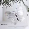 Ciondolo natalizio a farfalla in acrilico iridescente con gemme grigie pendenti - Farfalla Colorata