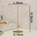 Golden T-shaped metal jewelry display stand for earrings with dimensions 20cm by 26cm - Single Layer Earring Rack