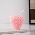 Pink heart-shaped candle with 3D rose carvings and a white ribbon bow decor - Style B / Pink