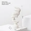 Modern wit abstract gezicht sculptuur hars minimalistische woondecoratie 25cm - Klein / Mat Wit