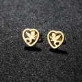 Orecchini a lobo a cuore dorati con design a forma di Cupido angelo traforato - 180 Angelo Cuore / Oro