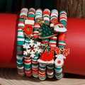 Set di 6 braccialetti natalizi con perline e ciondoli a forma di Babbo Natale e neve - SD62550-Set da 6 Pezzi Ciondoli Elementi Natalizi