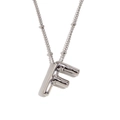 Polished silver balloon style letter F pendant necklace on a delicate beaded chain - Steel-Letter F