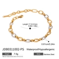 Bracciale a catena bicolore in acciaio inossidabile placcato oro 18k con misure - Stile a Maglie Bicolore Oro e Argento (JDB0311002-PS)