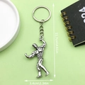 Silver zinc alloy fitness keychain featuring a bodybuilder muscle man pendant - Fitness Man