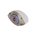 White ceramic evil eye decor with colorful geometric patterns and gold rim finish - Morocco Style A