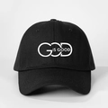 Classic black baseball cap with white God Is Good embroidery and curved brim design - Black