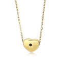 Collar de corazón dorado minimalista con una piedra preciosa negra redonda incrustada - Dorado
