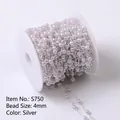 Basteln Schmuckherstellung 4mm Perlenkette in Silber auf weißer Spule für DIY-Projekte - 4mm (Fein) / Silber