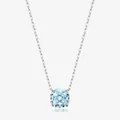 Collar de plata S925 con colgante octogonal azul claro y cadena en O de calidad - Tamaño 8mm