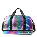Holografische Reisetasche mit separatem Schuhfach und verstellbarem Schultergurt - Metallgold
