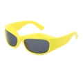 Y2K sporty cycling sunglasses with bright yellow frame and dark grey lenses - C11 Bright Yellow with Full Grey Lens