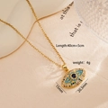18K gold plated Evil Eye necklace with multi-color cubic zirconia and 40cm+5cm chain - Multi-color Gold (Eyes 2487)