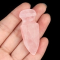Pink rose quartz scraping massage tool in geometric arrow shape for facial care - Rose Quartz