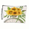 Toiletry bag featuring 3D sunflower print and vintage bicycle design with black handle - Bicycle Sunflower Style(xy-010-01) / With Wrist Strap