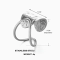 Anello regolabile in acciaio inossidabile con finitura martellata e altezza 1,7 cm - Stile Incrociato Martellato / Aperto Regolabile / Color Acciaio