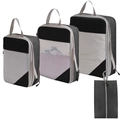 4-piece black and grey compression travel organizers with mesh panels and handles - 4-Piece Set (includes Shoe Bag) / Black
