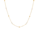 18k gold plated stainless steel necklace with elegant white freshwater pearls and beads - Alternating Pearls and Gold Beads