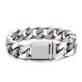 Bracciale cubano in acciaio al titanio argento lucido con chiusura quadrata maschile - Colore Argento (KB161112-KFC)