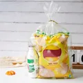 Transparent gift bag with white circle patterns and golden twist tie for snacks - White Round Style - Extra Large