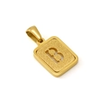 Gold plated rectangular necklace pendant with a hollow letter B and sandblasted finish - Letter B - Gold