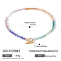 Détails du collier en acier inoxydable avec perles de 42 cm et fermoir à bascule - Style perlé dégradé multicolore (JDN2409015)