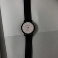 Minimalist quartz watch with black strap and luminous dial glowing in low light - Small Size - Full Numeric Luminous White Dial