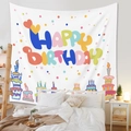 Bohemian happy birthday wall tapestry with colorful rainbow lettering and cute cake motifs - Rainbow Letters (ZJ1011-10) / 73X95CM (Cross-border Brushed)