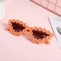 Occhiali da sole a cuore arancioni per bambina con montura a margherita e lenti scure - Montatura Rosa Lenti Sfumate Grigie